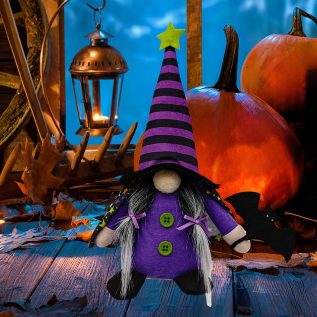 Adornos Decorativos de Halloween: Duende, Enano y Gnomo Sin Rostro | Morado | 26 X 11 X 9 Cm | Decoración Navideña para El Hogar y La Oficina