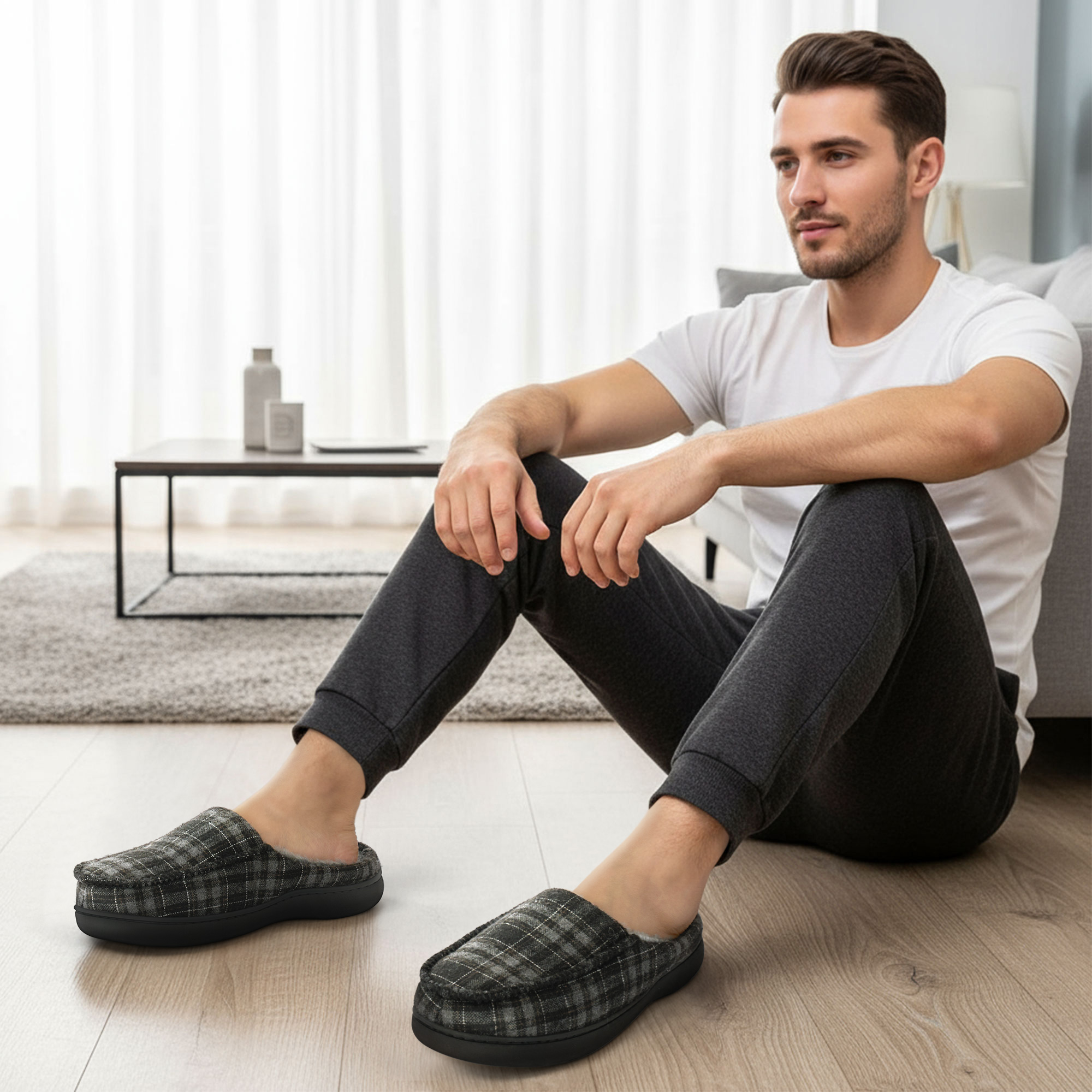 Ablanczoom Men's Moccasin Slippers with Memory Foam photo 2