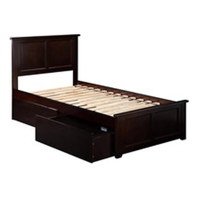 Leo & Lacey Lit Plateforme Simple TG Madison avec Tiroirs, Couleur Espresso