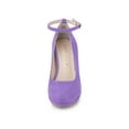 thumbnail image 5 of BLISSFUL STEP Valentine's Women' Shoes Round Toe Stiletto Heel Ankle Strap Pumps Purple 8.5, 5 of 7