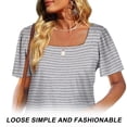 thumbnail image 4 of Camisetas de verano para mujer, estilo informal, con cuello cuadrado y manga corta, 4 of 6