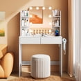 thumbnail image 2 of makeapile 1 Piece Adult Contemporary LED Lights Vanity and Mirror and 3 Color Lights and Charging Station Table Set White Solid Color, 2 of 9