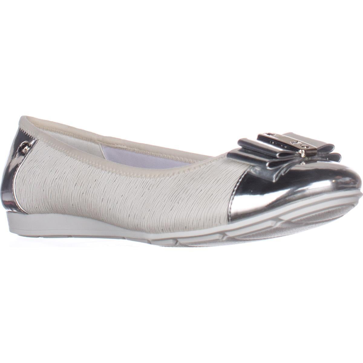 Anne Klein - Womens Anne Klein Aricia Bow Toe Ballet Flats, White ...