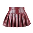 thumbnail image 4 of Jupe Patineuse Mini Plissée Taille Haute en Cuir PU pour Femmes, 4 of 6