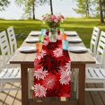 thumbnail image 4 of Botanical Chrysanthemum Burlap Cotton Table Runner 13x36 Inches Short, Abstract Spring Floral Red Black Farmhouse Table Runners, Outdoor Dining Tablecloths Decor for Baby Shower/Party/Wedding, 4 of 8