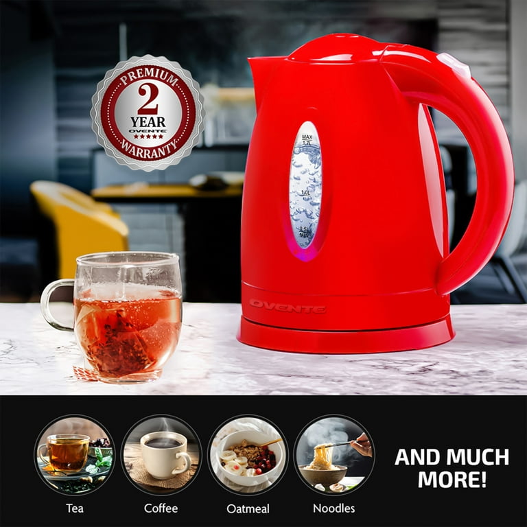 OVENTE Electric Kettle Hot Water Heater 1.7 Liter - BPA Free Fast Boiling  Cordless Water Warmer - Auto Shut Off Instant Water Boiler for Coffee & Tea