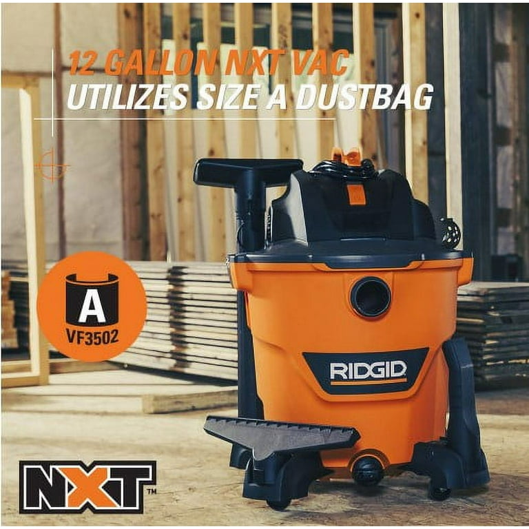 RIDGID 12 Gallon 5.0 Peak HP NXT Wet/Dry Shop Vacuum with Filter, Dust  Collection Bags, Locking Hose and Accessories, Oranges/Peaches - Yahoo  Shopping