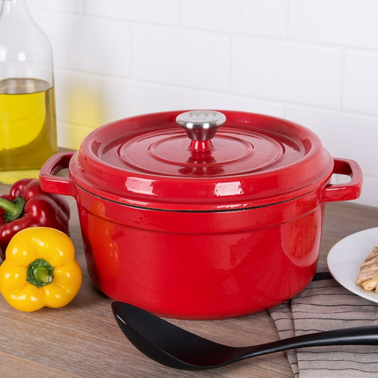 Enamel Coated Dutch Oven with Lid, Red, 9 quart – Richard's