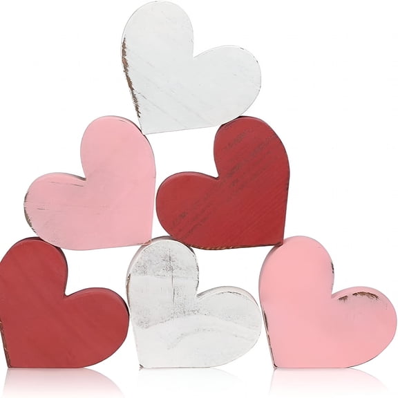 XIBUFE Valentines Day Decorations,6 Pcs Printed Wooden Conversation Hearts Sign Decor for Galentines,Valentines Day Decor for Home Office Table Tiered Tray Man Valentine'S Decorations