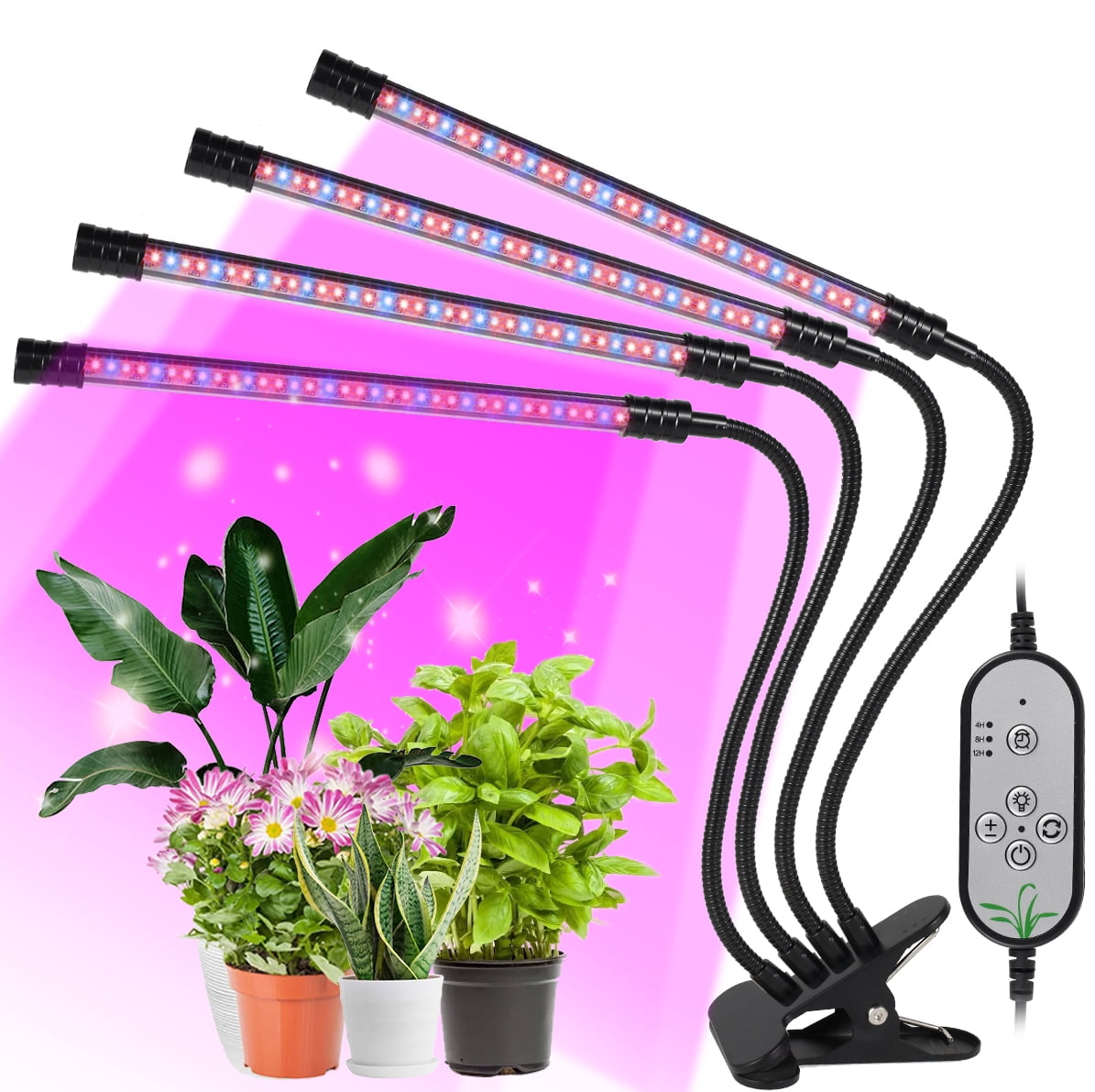 Dimmable 1/2/3/4 Ring Light-Head USB LED Plant Grow Light Lamp for Indoor Plants 