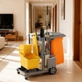 thumbnail image 2 of HOMCOM Commercial Janitorial Cart, Professional Cleaning Trolley, Grey, 2 of 10