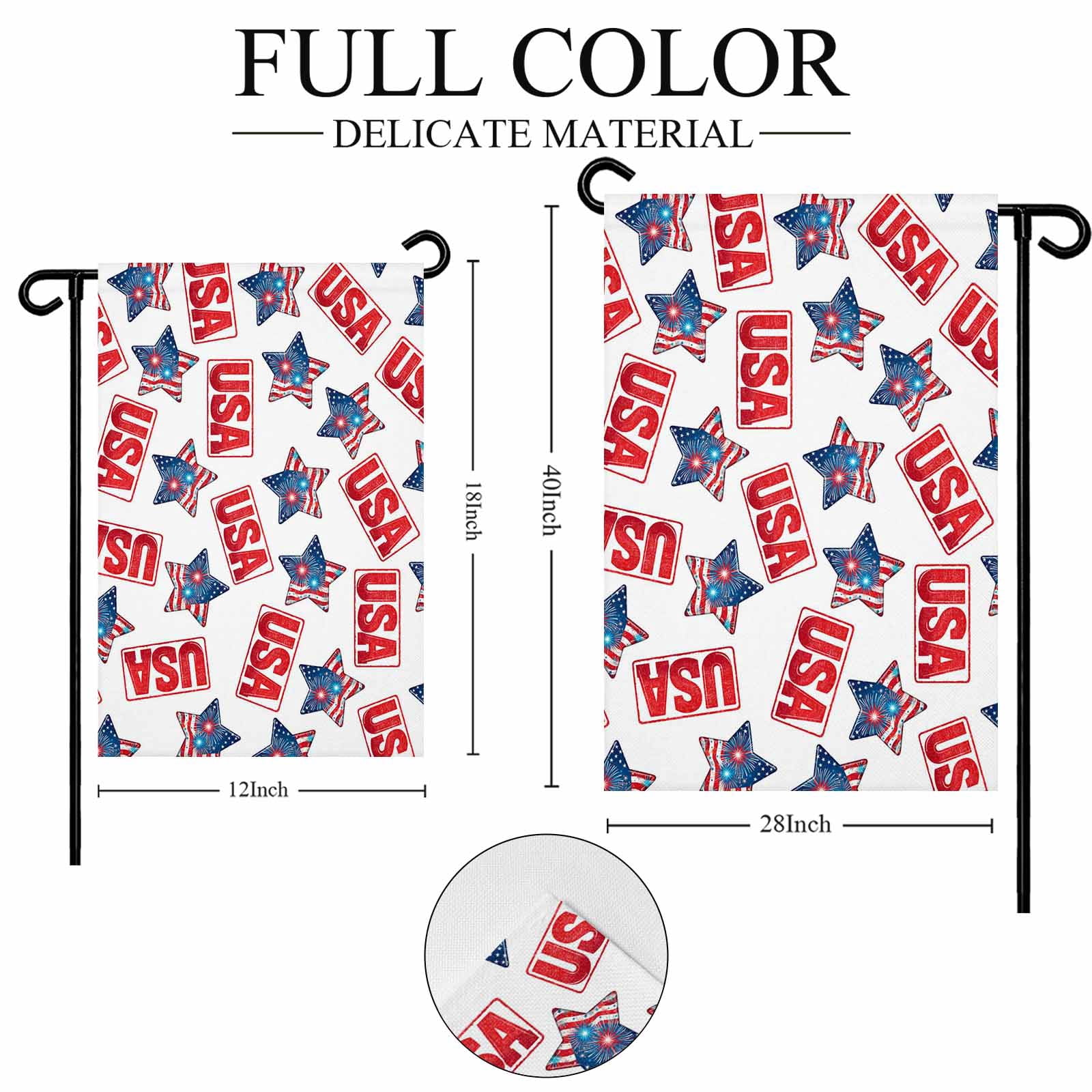 4th of July Garden Flags USA Flag Garden Flag Double Sided Welcome Flag Patriotic Star Stripes Fireworks Independence Day Yard Flags for Outdoor Lawn Porch Memorial Day Holiday Decor 28x40 Inch