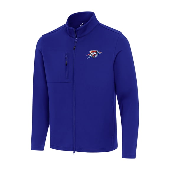 Men's Antigua Blue Oklahoma City Thunder Objection Double-Peached Full-Zip Jacket