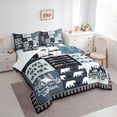 thumbnail image 3 of jejeloiu Happy Camping 7pcs Bedding Comforter Set,Wild Bear Deer Queen Bedding Sets,Blue Black Queen Sheet Sets For Boys Kids,Super Cozy Room Decor Reversible, 3 of 8