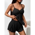 thumbnail image 2 of Ekouaer Cami Pajama Set Ribbed Knit Lingerie Ruched Cami Top and Shorts Pjs Cute Sleepwear Set for Women, 2 of 6