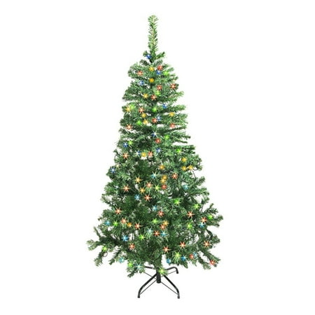 ALEKO CTDG84H250MC Pre-Lit Luscious Artificial Christmas Tree - 7.5 Foot - with Multicolored LED Lights - Dark Green