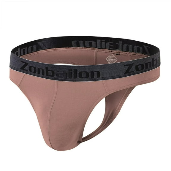 TANBOM Mens Sexy G String Bulge Pouch Breathable Lightweight Thong Latte M