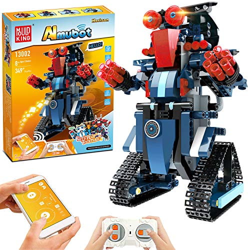Cool DIY Building Blocks Walking RC Smart Robot Electronic Robot STEM Kids Toy 