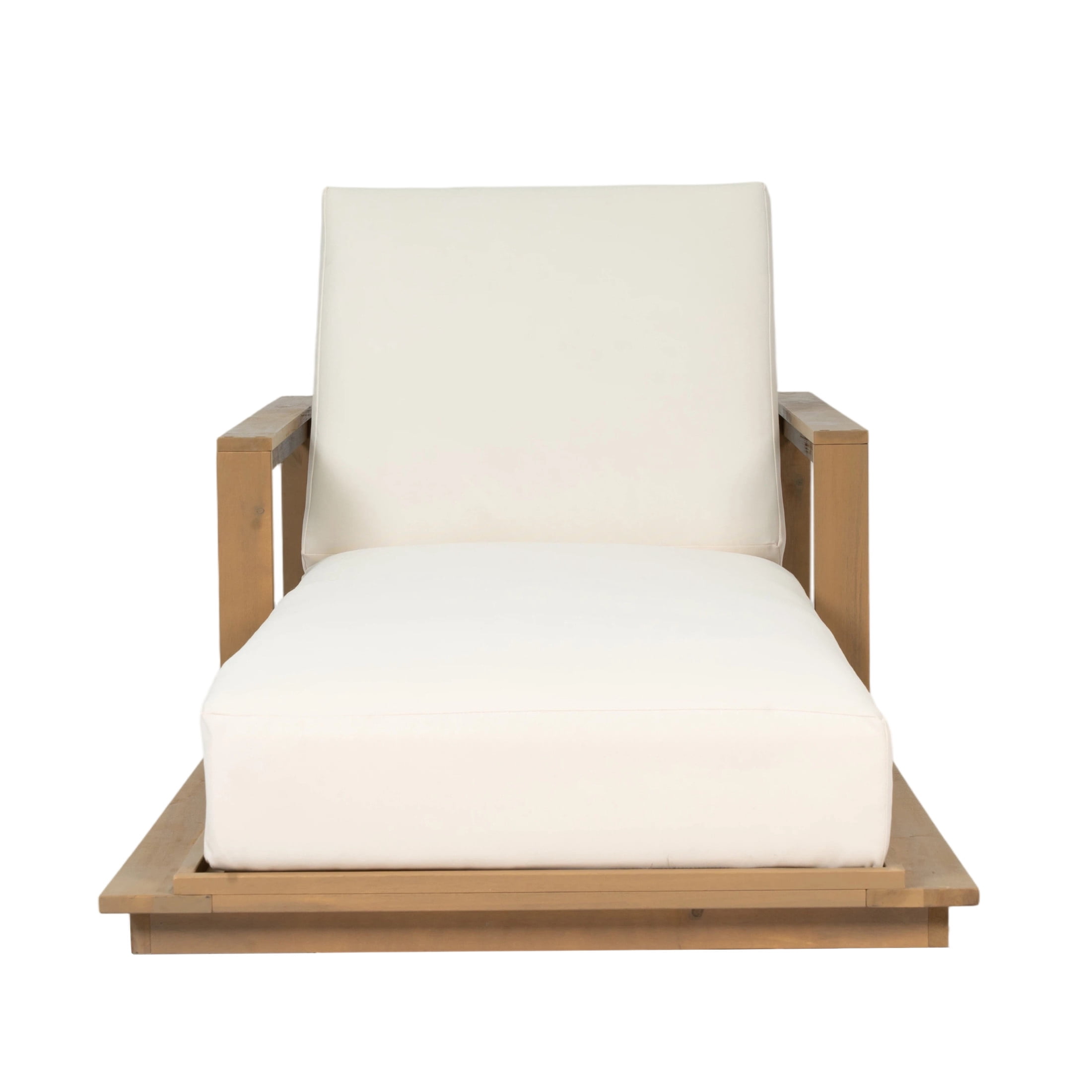 Christopher Knight Home Set of 4 Outdoor Sunloungers with Cushions, Adjustable Backrests, Light Teak + Beige