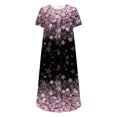 thumbnail image 4 of USSUMA Women's Summer Maxi Dress Short Sleeve V Neck Floral Sundress Casual Loose Button Up Long Beach Dresses with Pockets, 4 of 4