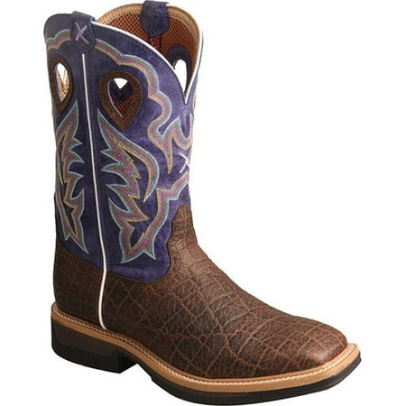 Men's Twisted X MLCA006 Lite Cowboy Alloy Toe Work Boot Brown/Purple Leather 8 2E