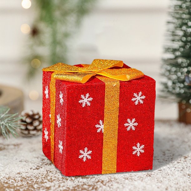 Xihbxyly Ofertas Diarias de Liquidación Caja de Regalo de Navidad Caja de Regalo Adornos de Decoración Navideña Decoración de Escena de Navidad Suministros para Disfraces Navideños