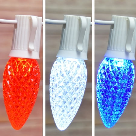 Patriotic 4th Of July Outdoor Patio String Light 25 Socket C9 Led Patriotic 4th Of July Outdoor Patio String Light 25 Socket C9 Led Bulbs 28 Ft White Cord Com