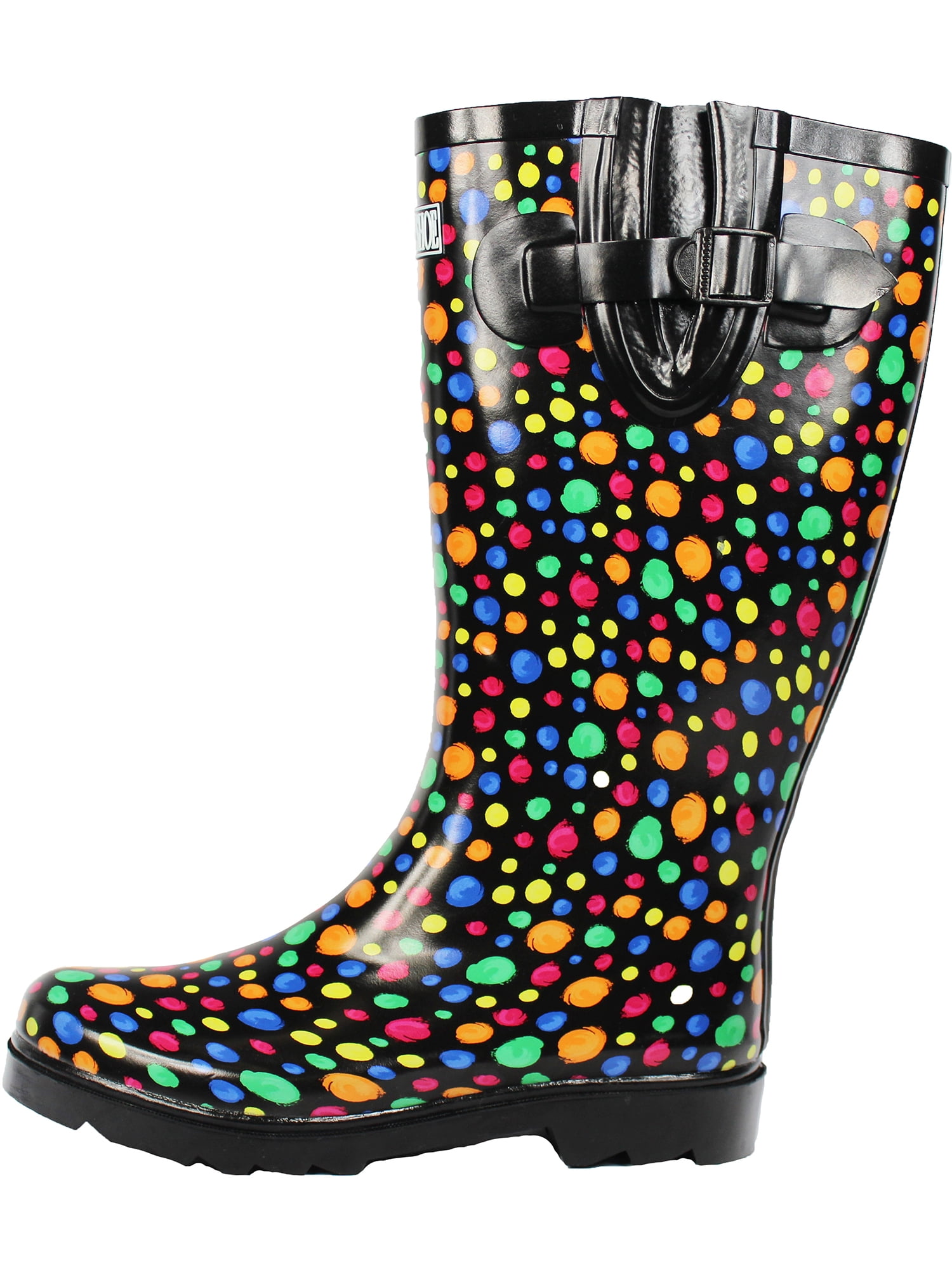 Rain Boots for Women Floral Print Mid Calf Slip on Water Shoes Outdoor Garden Waterproof Work Booties 
