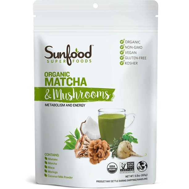 Sunfood Superfoods Matcha & Mushrooms Powder Drink Mix for Metabolism