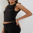 thumbnail image 4 of Hauts Courts Sans Manches Froncés avec Encolure Asymétrique pour Femmes, 4 of 7