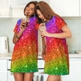 thumbnail image 4 of Fotbe Colorful Glitter Bata de Dormir para Mujer con Estampado, Camisón de Algodón de Manga Corta, Ropa de Dormir Casual, 4 of 6