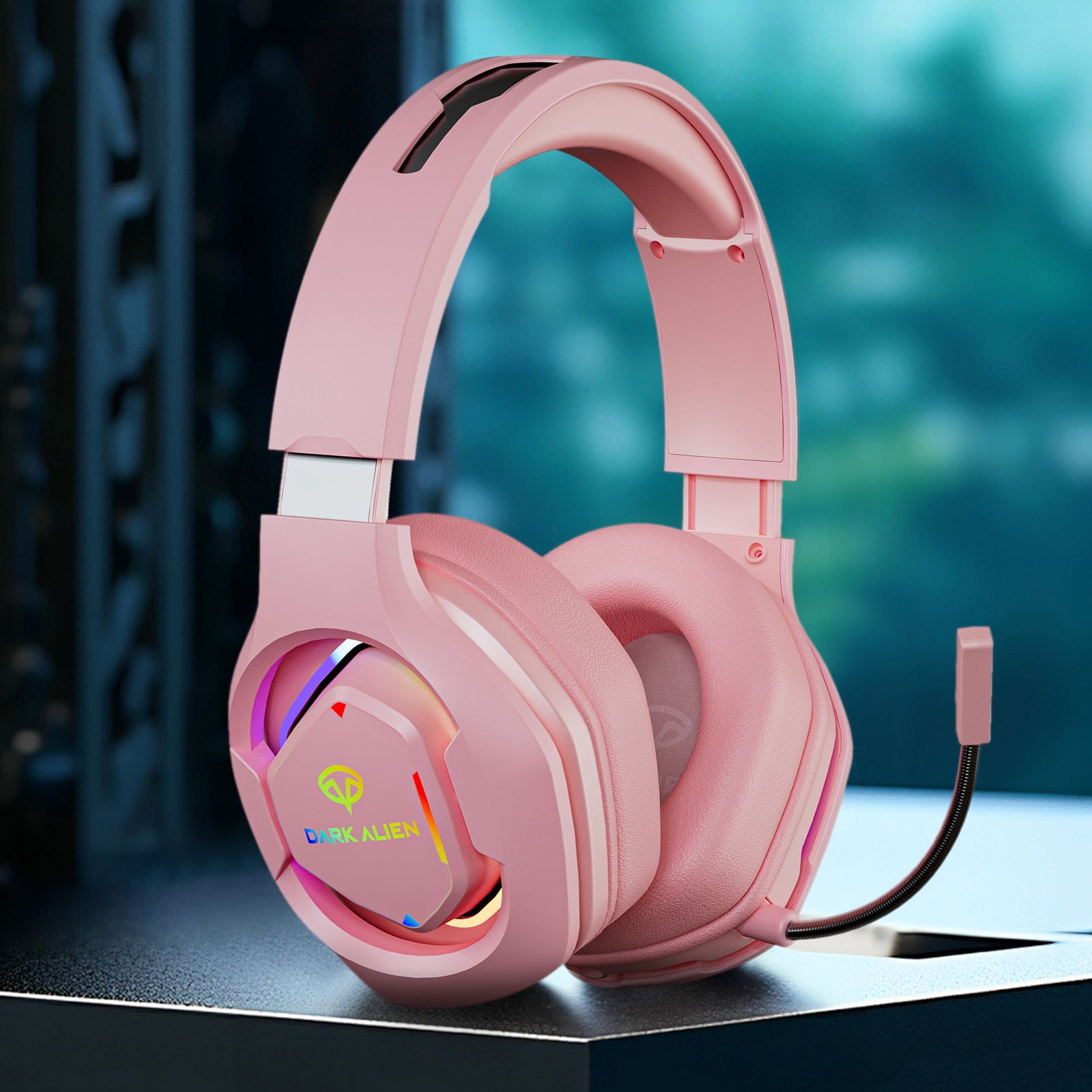 Wireless Headphones, Wireless Over Ear Headphones Gaming Headset Gaming Headphones with Microphone, Headphones for Women(Pink)