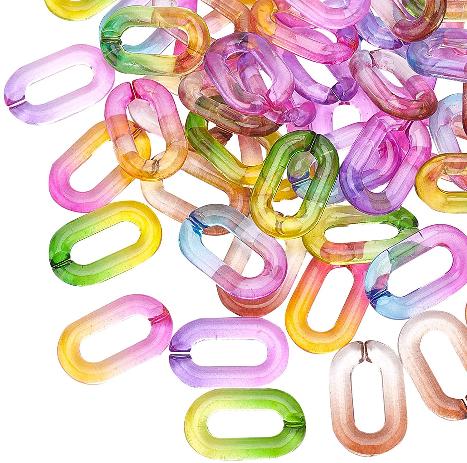 Mixed Color VALICLUD 100pcs Acrylic Chain Links Plastic Linking Rings Acrylic Glasses Chain DIY Accessories for Bags Earrings Necklace DIY Craft Jewelry Making 