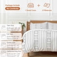 thumbnail image 6 of 3 Piece Grey Striped Coastal Duvet Cover Set Twin Size, Microfiber Comforter/Quilt Cover with Corner Ties and 2 Pillowcases, Nautical Beach Starfish Shell All Season Soft Bedding with Zipper Closure, 6 of 8