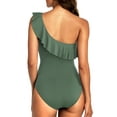 thumbnail image 6 of Hilor Women One Piece Bathing Suits One Shoulder Ruffle Swimwear Tummy Control Monokinis Swimsuits, 6 of 7