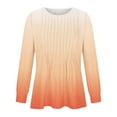 thumbnail image 4 of XuJwPNcy Long Sleeve Tops Womens Crew Neck Casual Pleated Blouses Gradient Tunic Tops Dressy Loose Fall Shirtsv, 4 of 5