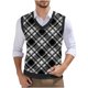 thumbnail image 1 of Camiseta sin mangas con cuello en V para hombre, estilo informal, con estampado vintage, permeable al trabajo y cuello en V., 1 of 5