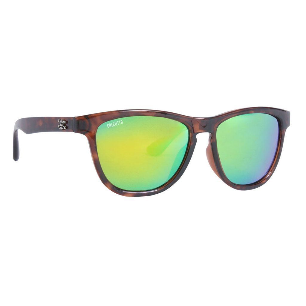 Calcutta Polarized Fishing Sunglasses Cayman Tortoise Frame Green Mirror  Lens