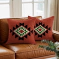 thumbnail image 3 of Triangle Combination Pattern Throw Pillow Cover Black Green Red Retro Decor Cotton Linen Cushion Cover Throw Pillow Case with Invisible Zipper for Couch Sofa Bed Chair Car 16x16 Inch, 3 of 14