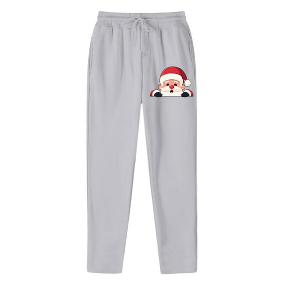 Men's Casual Pants Mens Christmas Hop Pants Casual Solid Color Track Lace Up Workout With Pocket Grey 3XL