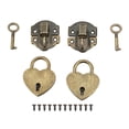 thumbnail image 2 of 2Pcs Vintage Heart Padlock, Zinc Alloy Hasp Clasp Antique Latch for Wooden Box Hasp Latch Padlock Set Key Included Complete Security Solution, 2 of 7