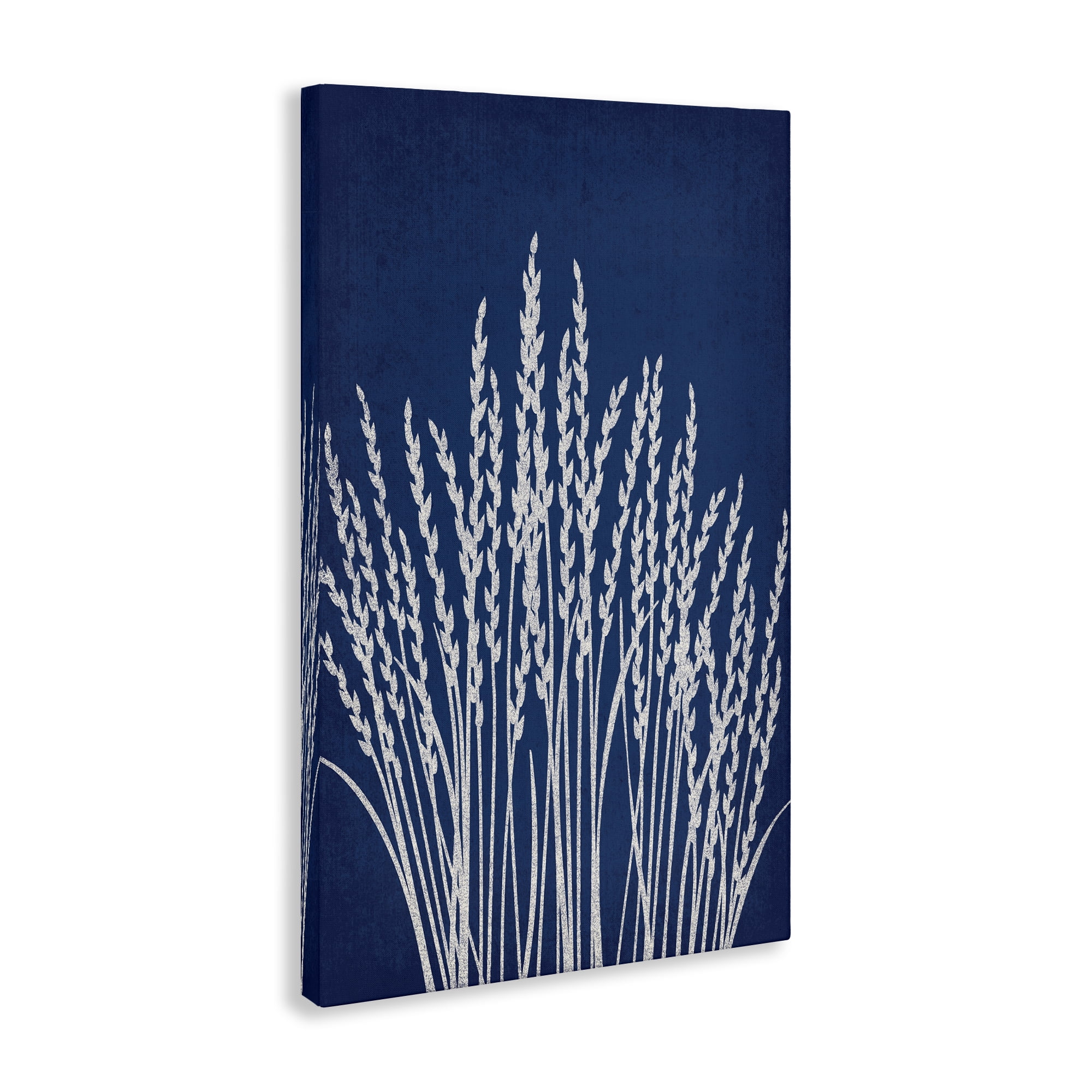 Stupell Industries Reed Grasses on Blue Plants & Flowers Painting Wrapped Canvas Art Print Wall Art, 24 x 36