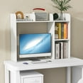 thumbnail image 2 of Patiojoy Desktop Bookshelf 3-Tier Multipurpose Countertop Hutch Bookshelf for 27 Inch Monitor w/ 3 Upper Shelves & 2 Side Compartments White, 2 of 7