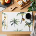 thumbnail image 2 of Green Palm Trees Placemats Set of 6 Summer Botanical Beach Modern Art Place Mats Indoor Wipeable Table Mats Washable Cloth Dining Table Placemats for Kitchen Holiday Party Home Decor 13x19 Inch, 2 of 9