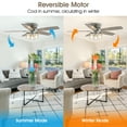 thumbnail image 5 of 52" Modern Glass Shade Flush Mount Ceiling Fan with Remote and Light, Chrome Low Profile Chandelier Ceiling Fan, 5 of 13