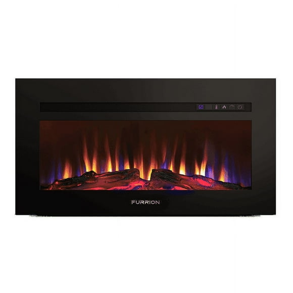 Furrion LLC Insert de Cheminée F31-18A Greystone; Cheminée Électrique avec Ensemble de Bûches en Cristal; Zone de Visualisation de 31 Pouces; Montage Plug-In; Non Ventilé; 120 Volts; avec 4 Couleurs et 4 Barres LED; Noir