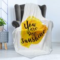 thumbnail image 4 of Saying Soft Flannel Fleece Blanket, Inspirational Phrase on Watercolors Irregular Set Motto Mindful Life Theme Image, Cozy Plush for Indoor and Outdoor Use, 50" x 60", Yellow Black, by Ambesonne, 4 of 5