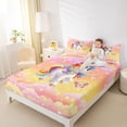 thumbnail image 3 of Metsweet Magical Horse Unicorn King Sheets 4pcs for Girls, Gradient Rainbow Butterflies Bedding,1 Fitted Sheet, 1 Flat Sheet and 2 Pillowcases, 3 of 5