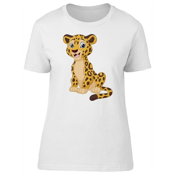 Cute Happy Leopard Cartoon T-Shirt Women -Image by Shutterstock, Female XX-Large