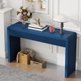 thumbnail image 2 of Curved Console Table with 3 Fluted Drawers, Versatile 53'' Long Accent Entryway Table Sofa Table with Adjustable Feet for Living Room, Navy, 2 of 7